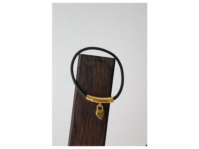 Bracciale Hermès con charm a forma di cuore e lucchetto in metallo placcato oro Nero - vista 6
