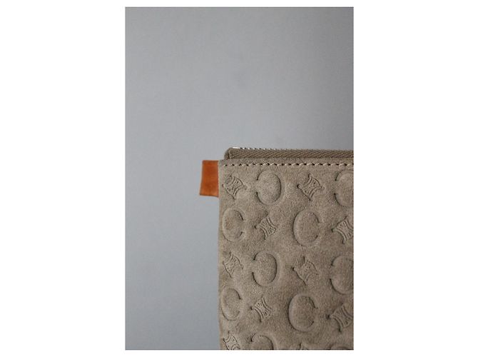 Pochette Céline Triomphe in suede grigio - vista 5