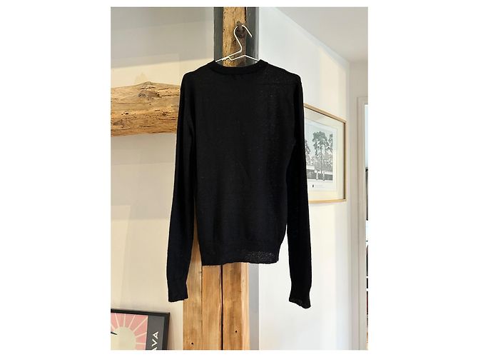 Saint Laurent Pullover Schwarz Mohair Wolle Leopardenmuster - Ansicht 6