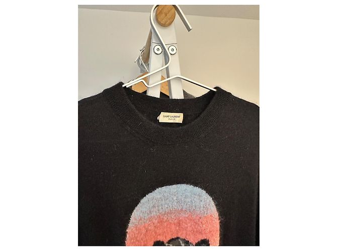 Saint Laurent Pullover Schwarz Mohair Wolle Leopardenmuster - Ansicht 7