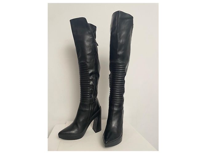 Botas overknee de cuero negro Vic Matié - vista 2