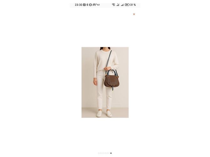 Borsa a sella Chloé Marcie nubuck grigio azzurro Blu chiaro - vista 2