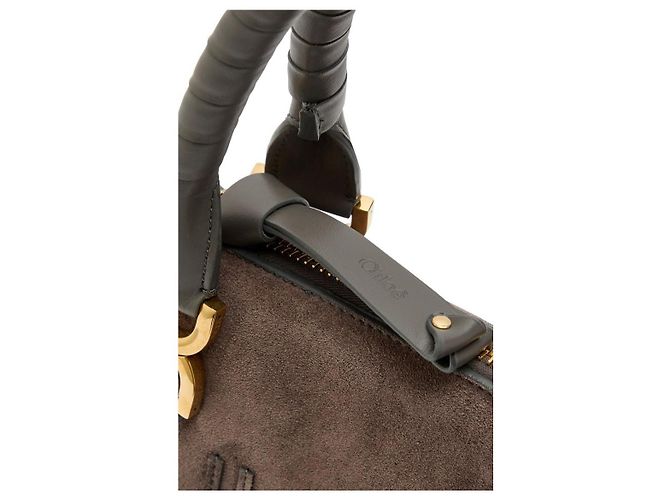 Borsa a sella Chloé Marcie nubuck grigio azzurro Blu chiaro - vista 4
