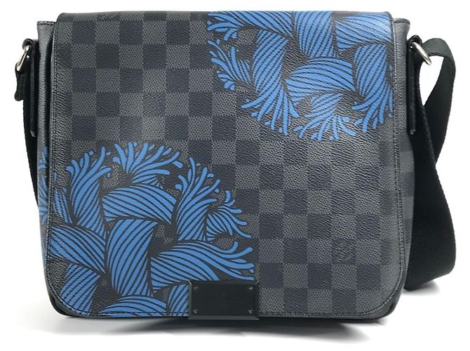 Borsa a tracolla District PM Damier Graphite di Louis Vuitton Nero Blu - vista 2