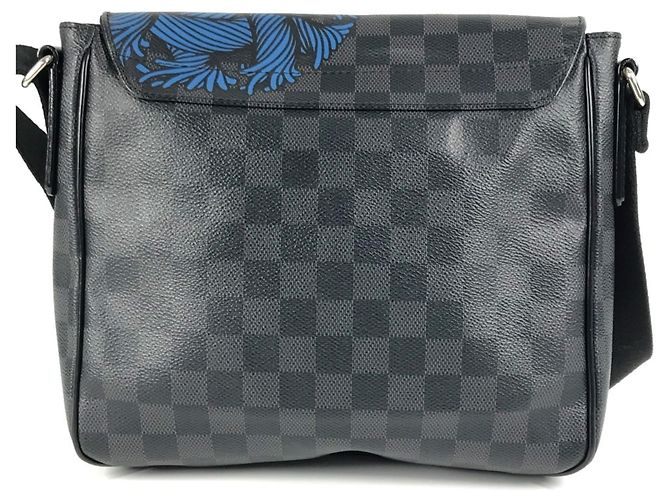 Borsa a tracolla District PM Damier Graphite di Louis Vuitton Nero Blu - vista 3