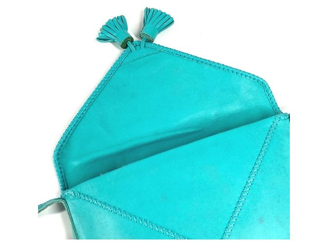 Borsa a Spalla Pochette Pompon con Frange Hermès Turchese - vista 10