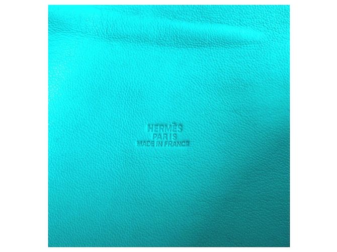 Borsa a Spalla Pochette Pompon con Frange Hermès Turchese - vista 12