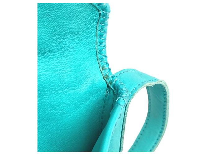 Borsa a Spalla Pochette Pompon con Frange Hermès Turchese - vista 14