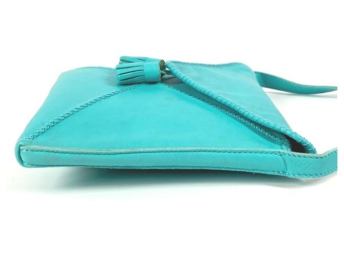 Borsa a Spalla Pochette Pompon con Frange Hermès Turchese - vista 4