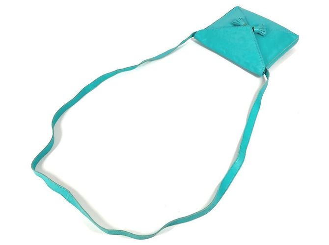 Borsa a Spalla Pochette Pompon con Frange Hermès Turchese - vista 7