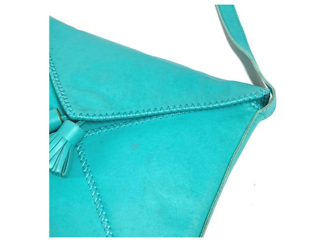 Borsa a Spalla Pochette Pompon con Frange Hermès Turchese - vista 9