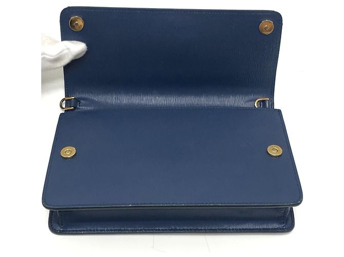 Prada 1BP016 Mini Borsa a Spalla in Pelle Blu - vista 11