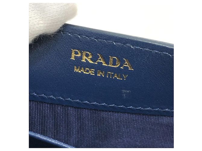 Prada 1BP016 Mini Borsa a Spalla in Pelle Blu - vista 14
