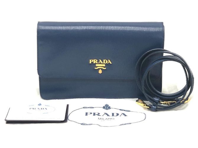 Prada 1BP016 Mini Borsa a Spalla in Pelle Blu - vista 18