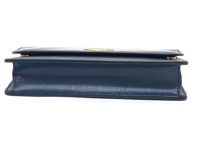 Prada 1BP016 Mini Borsa a Spalla in Pelle Blu - vista 4