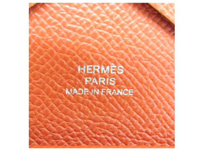 Tarjetero Calvi Duo de cuero Epsom de Hermès en naranja - vista 11