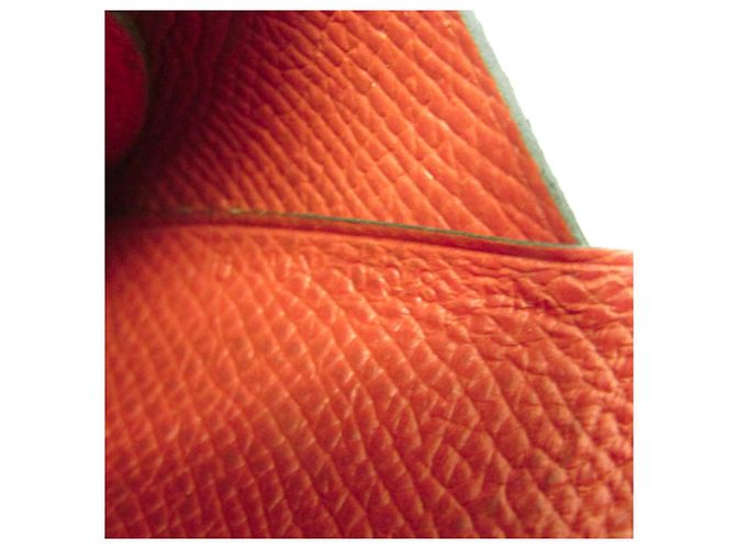 Tarjetero Calvi Duo de cuero Epsom de Hermès en naranja - vista 12
