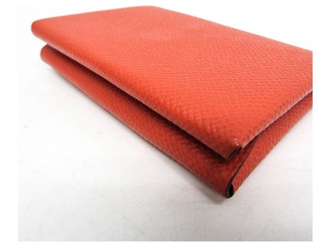 Tarjetero Calvi Duo de cuero Epsom de Hermès en naranja - vista 6