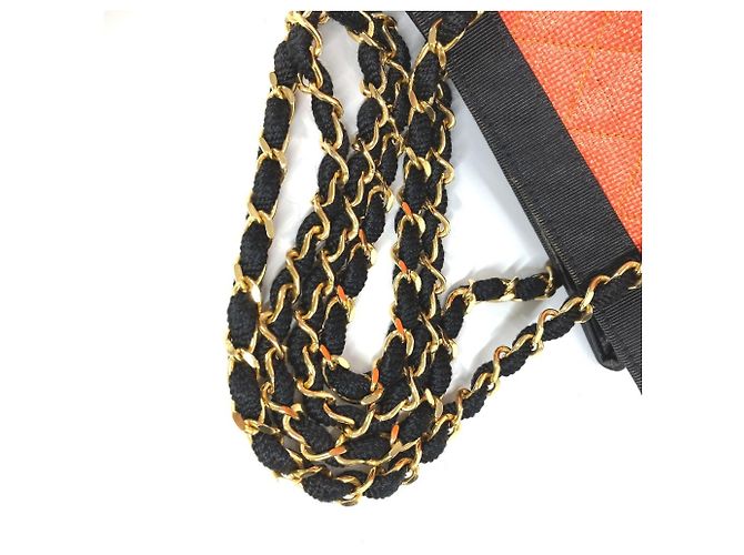 Borsa Tote a Doppia Catena Matelassé Chanel Nero Arancione - vista 10