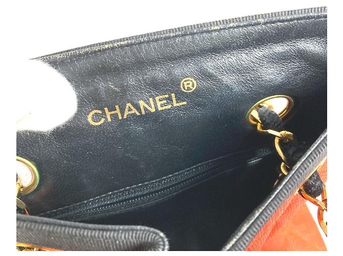 Borsa Tote a Doppia Catena Matelassé Chanel Nero Arancione - vista 12