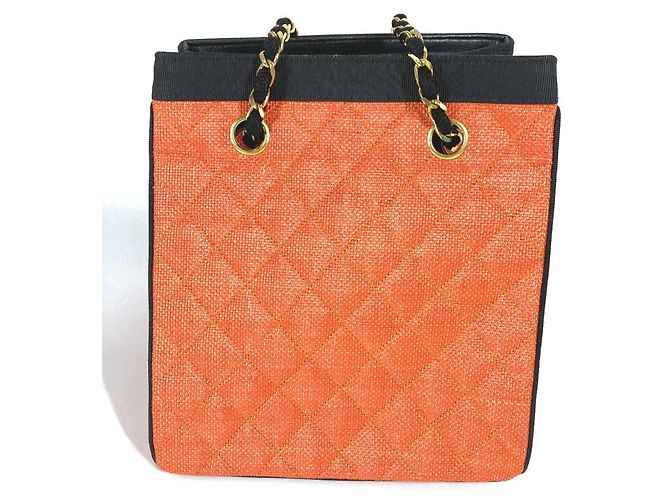 Borsa Tote a Doppia Catena Matelassé Chanel Nero Arancione - vista 3
