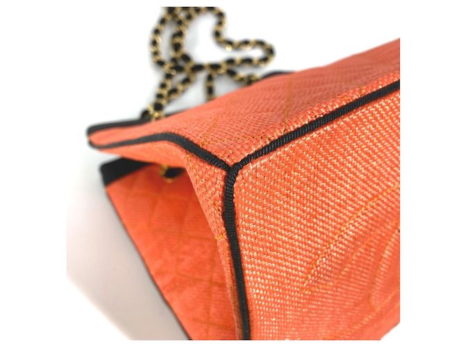 Borsa Tote a Doppia Catena Matelassé Chanel Nero Arancione - vista 9