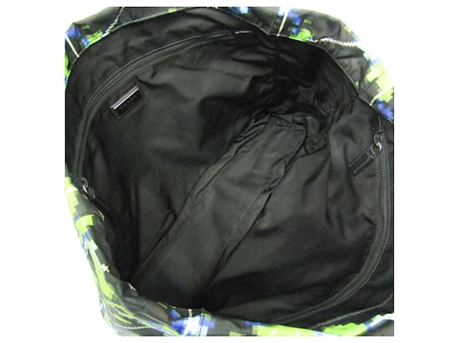Bolsa tote Prada Tessuto com logo triangular Preto Azul Verde claro - vista 3