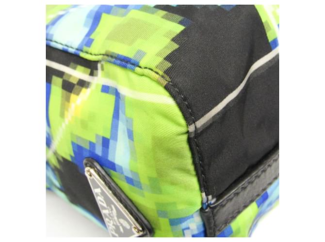 Bolsa tote Prada Tessuto com logo triangular Preto Azul Verde claro - vista 5