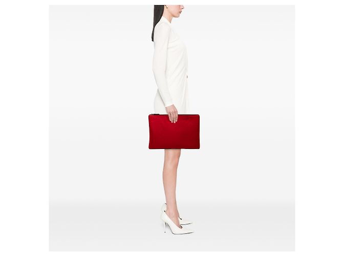 Clutch morbido in tessuto rosso Prada - vista 7