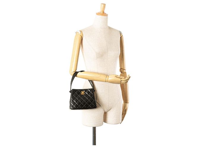 Mini borsa a mano Chanel Matelassé Coco Mark Nero - vista 14
