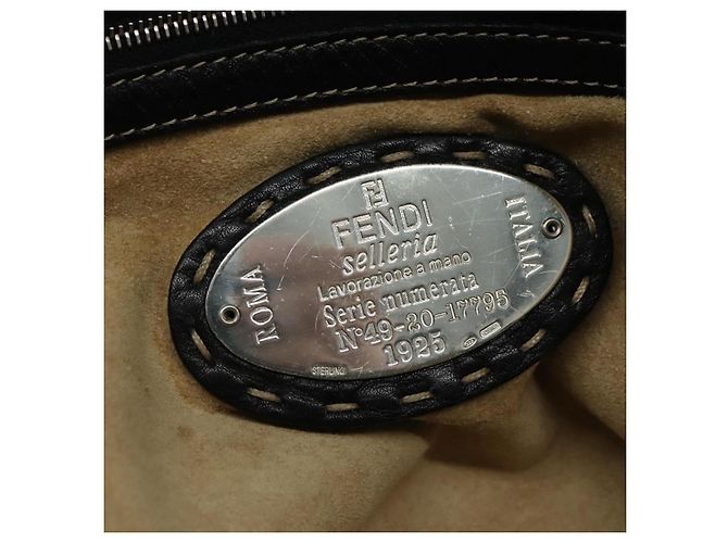 Borsa a mano Fendi Selleria in pelle stampata Nero - vista 6