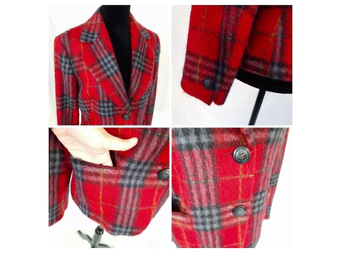 Max Mara red checkered wool jacket Multiple colors - view 12