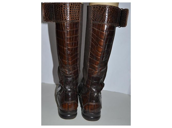 Fratelli Rosseti Botas Fratelli Rossetti Flexa de cuero estampado cocodrilo marrón 36IT Castaño - vista 2