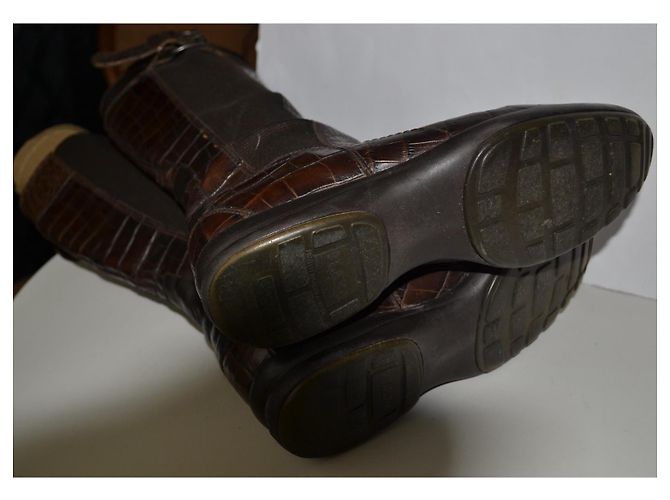 Fratelli Rosseti Botas Fratelli Rossetti Flexa de cuero estampado cocodrilo marrón 36IT Castaño - vista 3