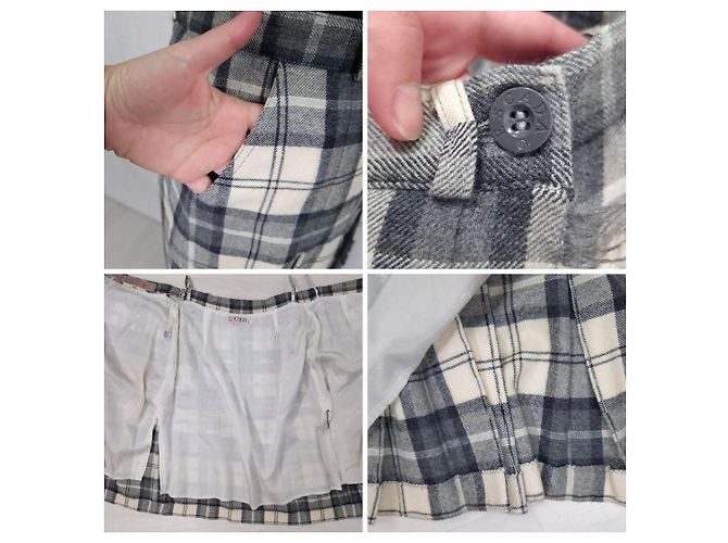 Falda kilt Escada en pura lana virgen Blanco Gris - vista 10