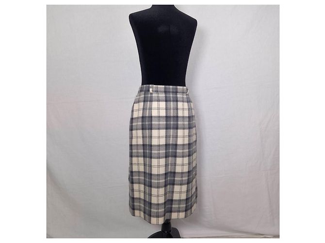 Falda kilt Escada en pura lana virgen Blanco Gris - vista 2