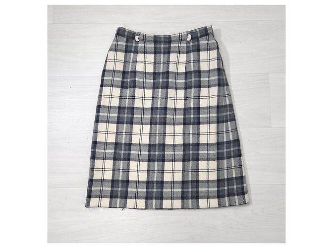 Falda kilt Escada en pura lana virgen Blanco Gris - vista 5