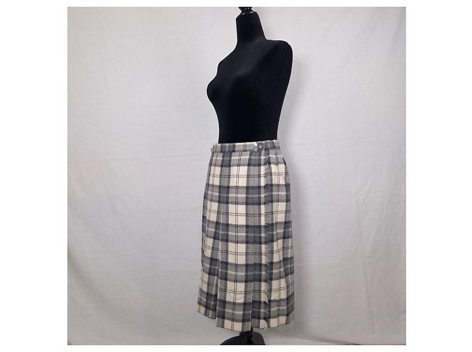 Falda kilt Escada en pura lana virgen Blanco Gris - vista 6