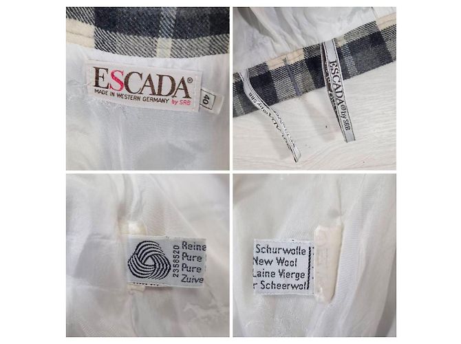 Falda kilt Escada en pura lana virgen Blanco Gris - vista 9