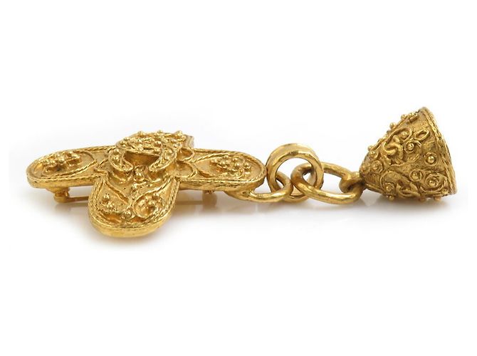 Spilla Chanel Coco Mark Bell in metallo dorato D'oro - vista 3
