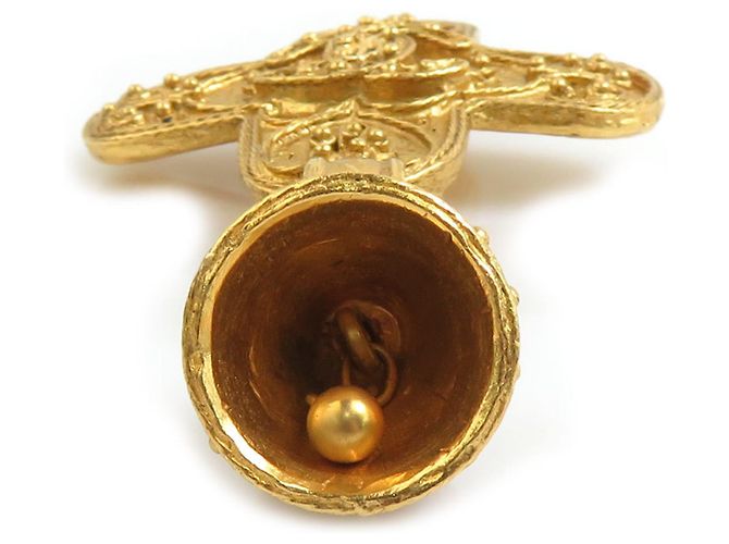 Spilla Chanel Coco Mark Bell in metallo dorato D'oro - vista 4