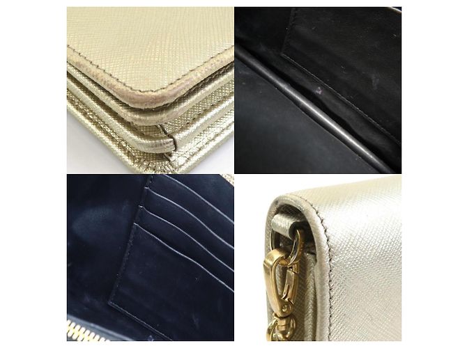 Borsa a spalla in pelle dorata Prada D'oro - vista 3