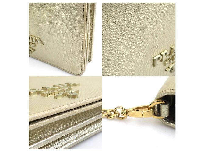 Borsa a spalla in pelle dorata Prada D'oro - vista 4