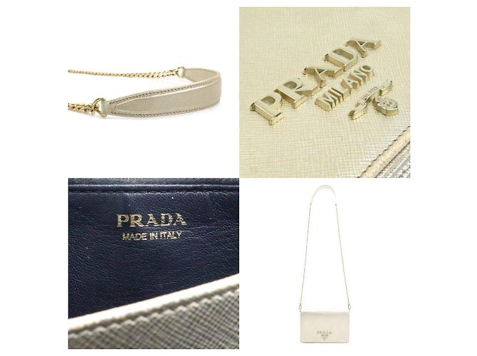 Borsa a spalla in pelle dorata Prada D'oro - vista 5
