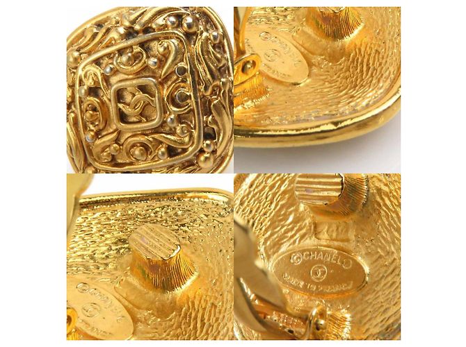 Orecchini a clip in metallo dorato Chanel Coco Mark D'oro - vista 5