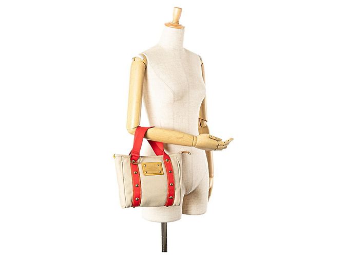 Louis Vuitton Antigua Cabas PM Handtasche Rot Beige - Ansicht 13