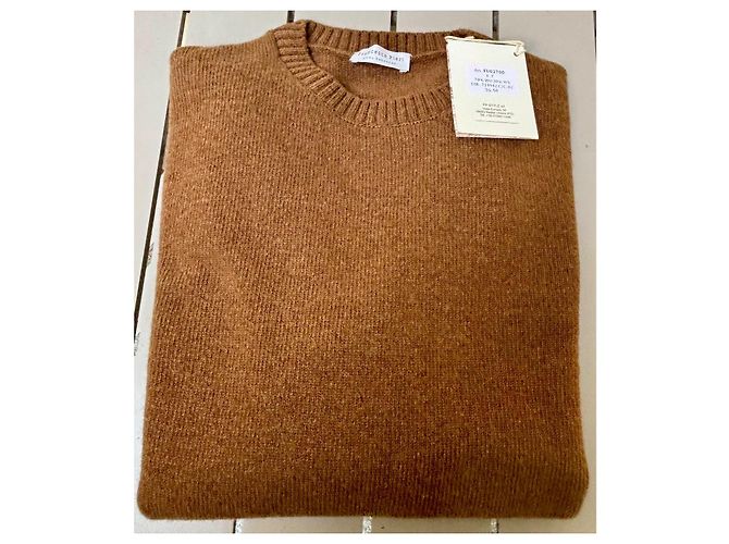 Autre Marque Herrenpullover aus Wolle-Kaschmir-Mischung von Fpstyle – Größe 48 – Hergestellt in Italien – NEU mit Etiketten Karamell - Ansicht 2