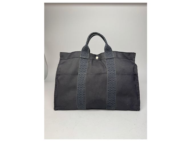 Vintage Hermès Tote Bag anthrazit schwarz Anthrazitgrau - Ansicht 10