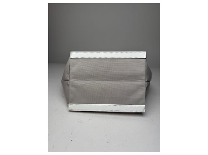 Vintage Issey Miyake Leder-Canvas 2Way Tasche Silber Weiß - Ansicht 14