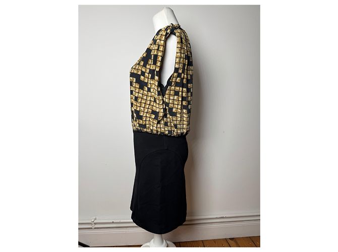 Abito midi in seta vintage Alexander Wang nero e oro L - vista 2